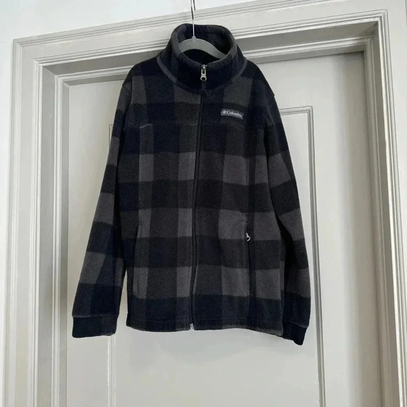 Kids Columbia black and gray check fleece size M - Picture 1 of 7